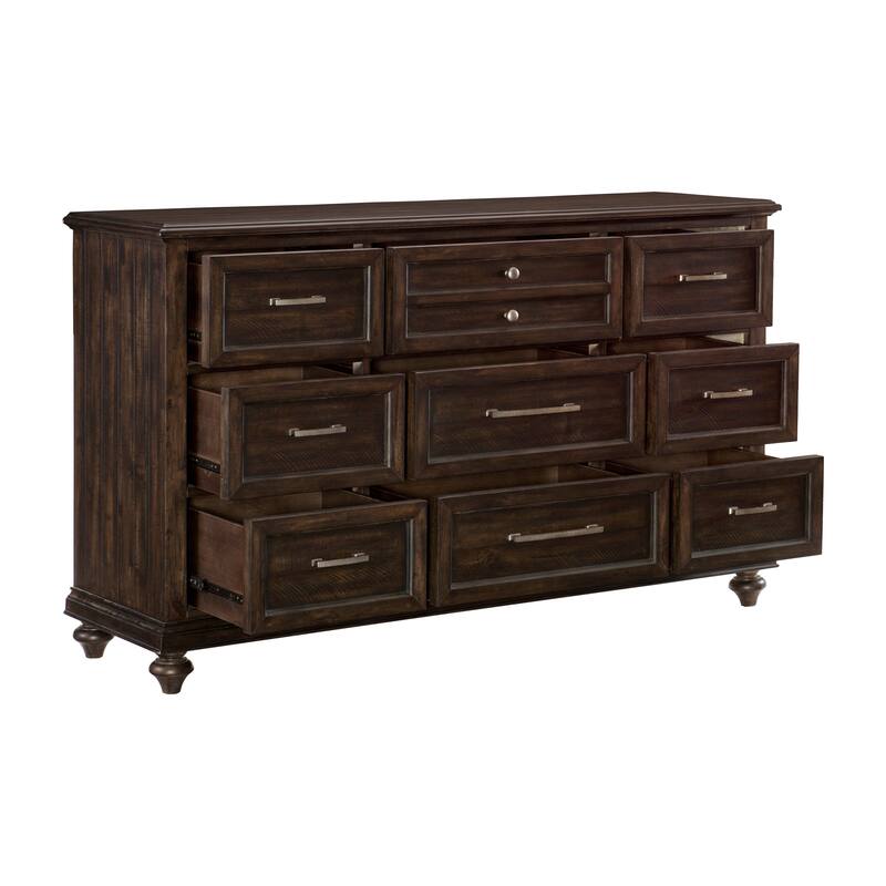Driftwood Charcoal Finish 5pc Bedroom Set Bed Nightstands Dresser Mirror