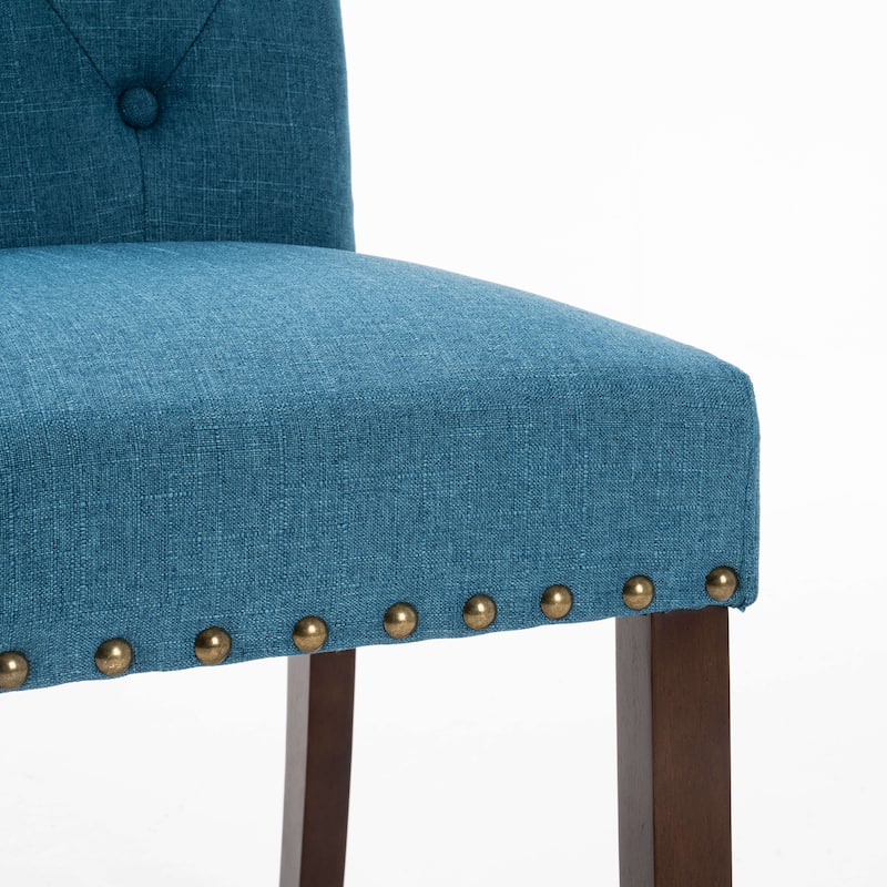 Fabric Upholstered Tufted Dining Chairs with Nailhead Trim Set of 4