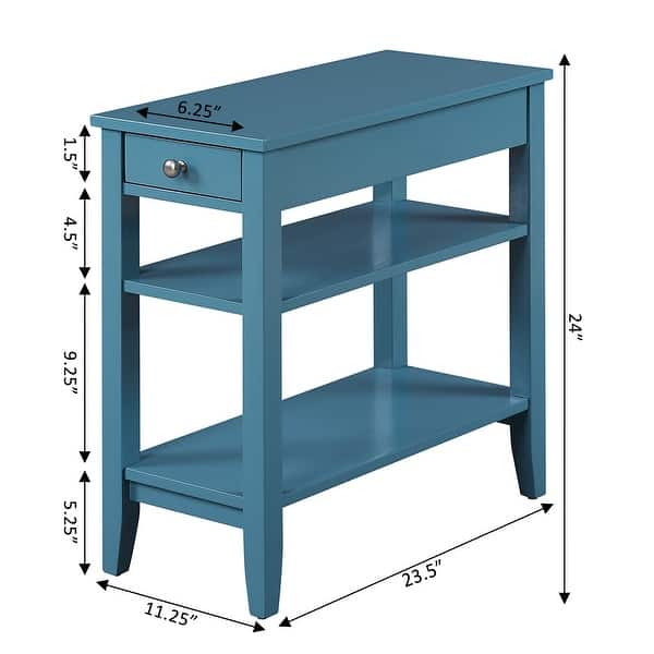 dimension image slide 4 of 12, Convenience Concepts American Heritage 1 Drawer Chairside End Table with Shelves