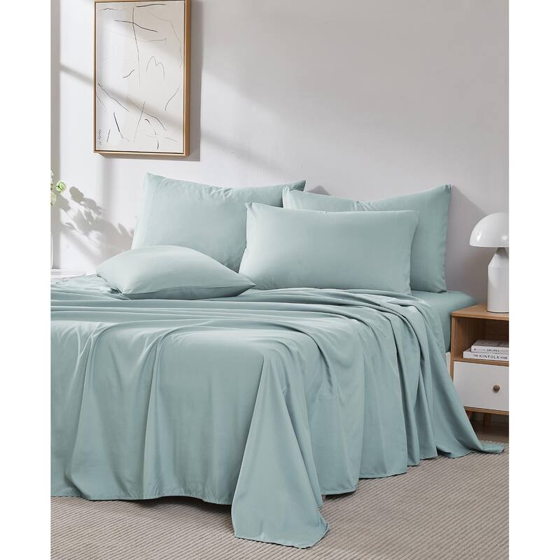 Vilano 6-piece Ultra Soft Extra Deep Pocket Bed Sheet Set - Sky Blue - Twin