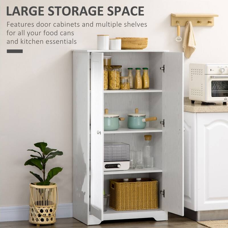 Freestanding Kitchen Pantry with 2 Doors and Adjustable Shelves