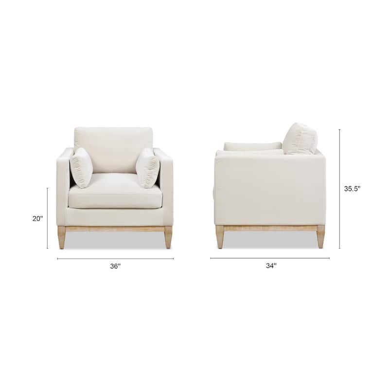 Knox 36" Modern Farmhouse Loose Pillow-Back Arm Chair