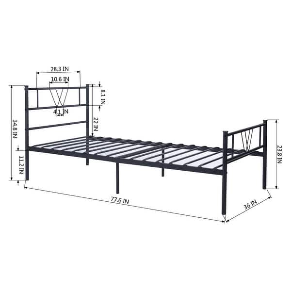 Twin Size Metal Bed Framewith Headboard and Footboard Single Platform ...