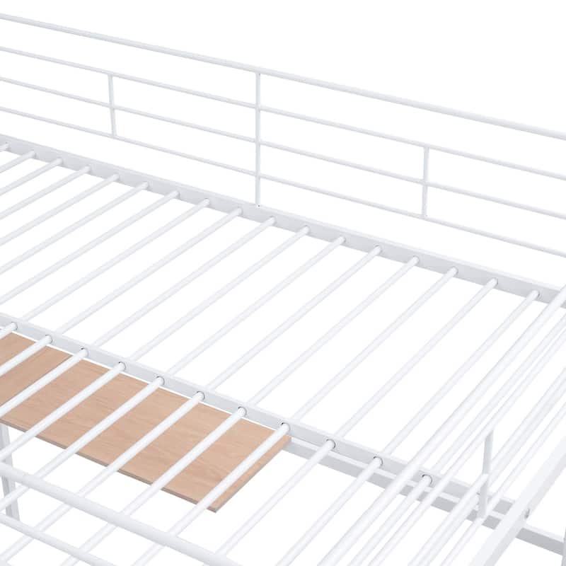 Metal Loft Bed with Desk ,Storage Ladder & Wardrobe