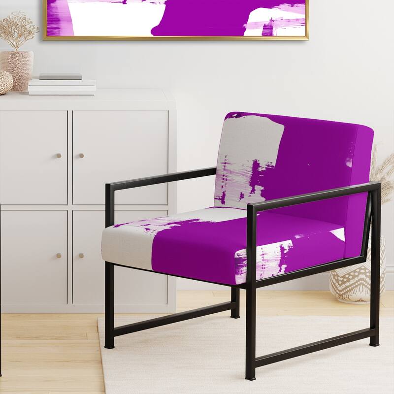 Designart "Black & White Crossing Paths I" Upholstered Abstract Accent Chair - Modern Arm Chair For Bedroom