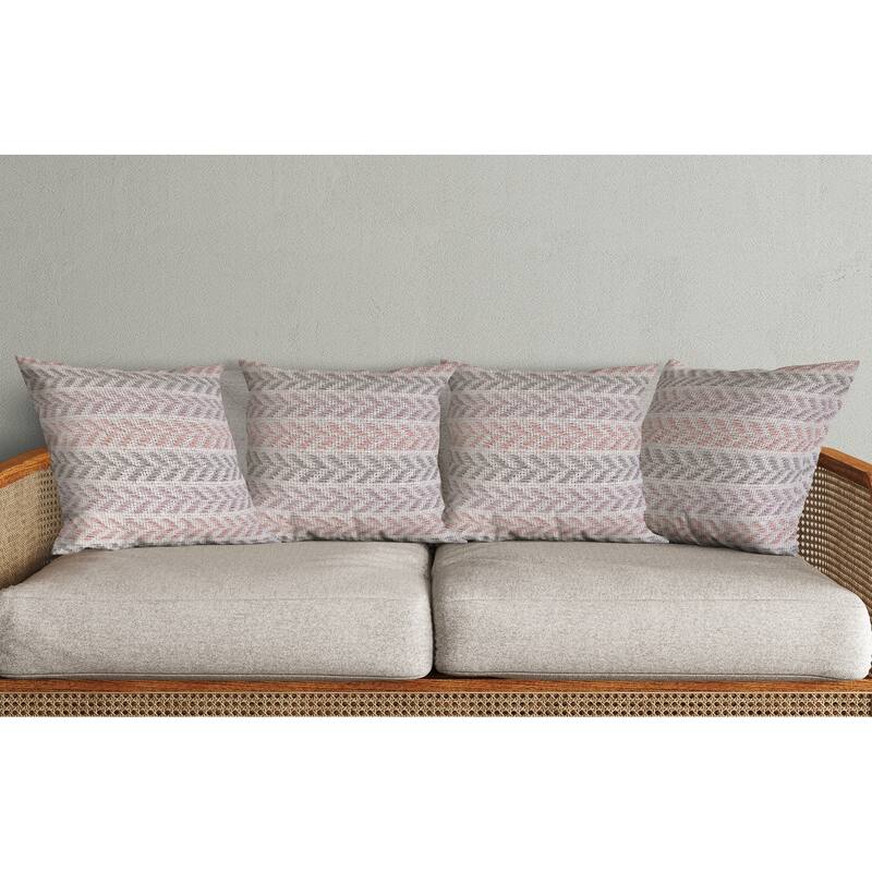 Aquila Set of 4 Coastal Chevron Cotton Throw Pillow Covers, 18" x 18", 4 PCS (Covers Only) by Sevita