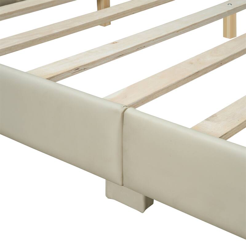 Queen & Twin XL Size Upholstered Platform Bed - PU Leather