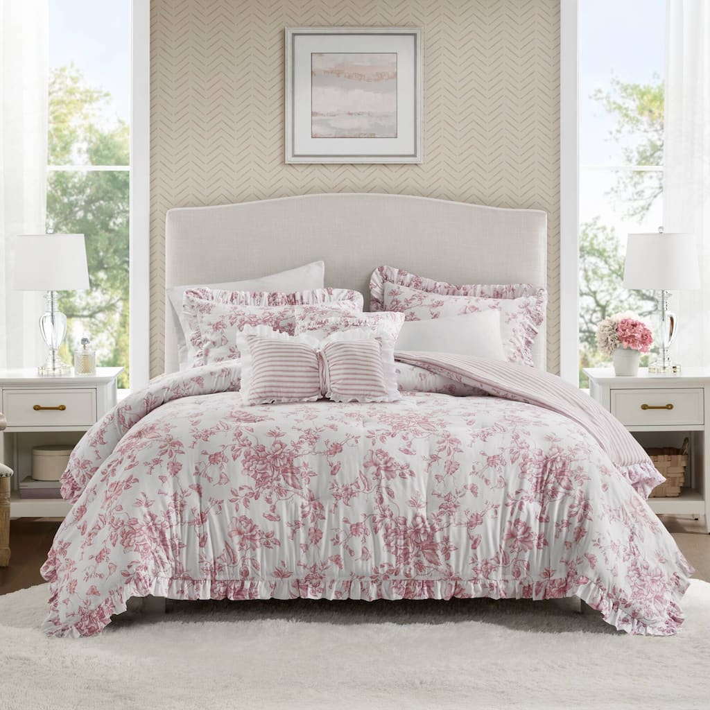 5 Pieces Full/Queen Comforter Set with Decorative Pillows