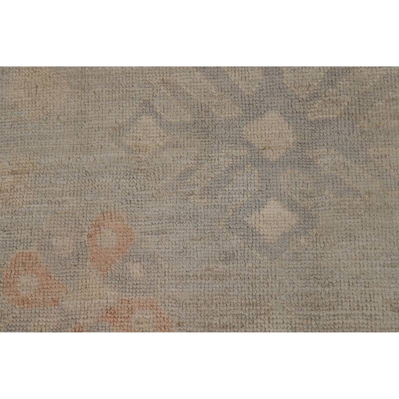 Geometric Vegetable Dye Oushak Turkish Rug Hand-Knotted Wool Carpet - 6'3"x 8'2"