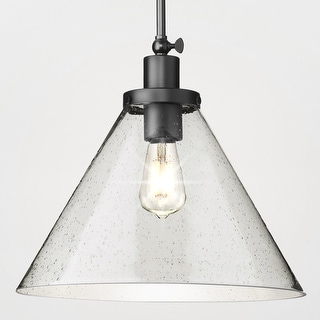 Luxury Modern Farmhouse Pendant, 14H x 16W, with New Traditional Style, Matte Black, UHP4676 by Urban Ambiance