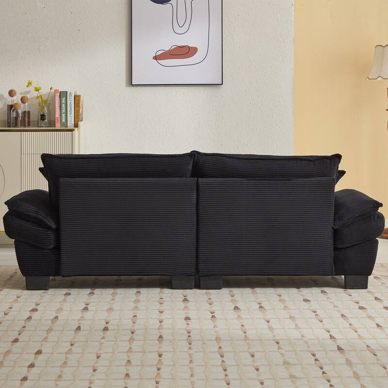 Oversized Corduroy Loveseat Sofa - 84" Wide Deep-Seat Couch with Pillows for Living Room, Apartment, Office