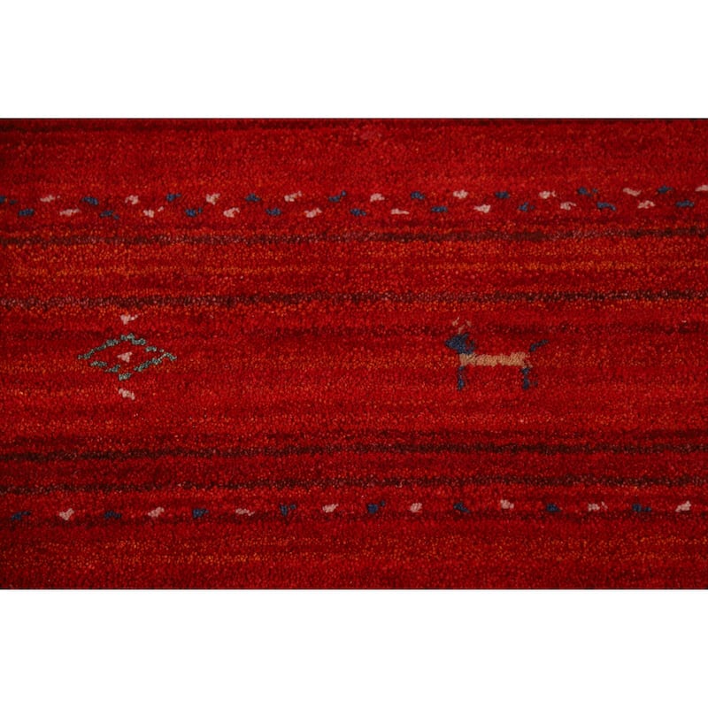 Hand Knotted Oriental 100% Wool Carpet Tribal Tribal Red Gabbeh Area Rug - 9' 5'' X 8' 1''