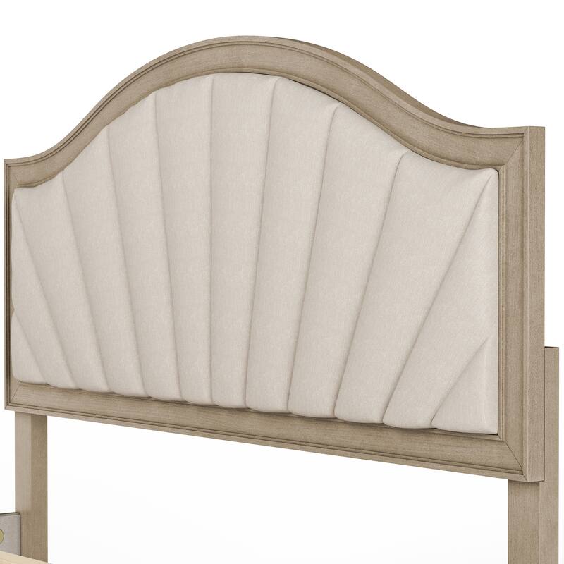 Modern Wooden Upholstered Platform Bed Frame Queen/King Size with Headboard