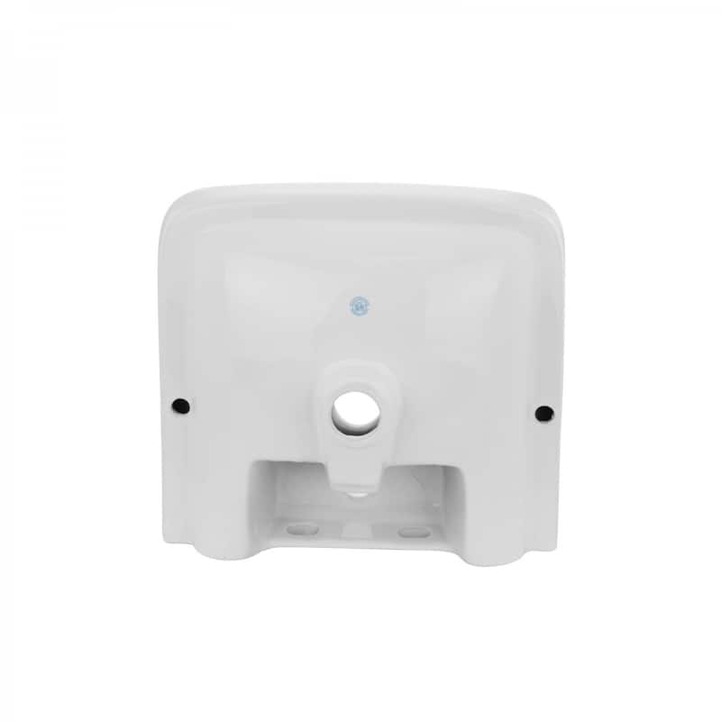 White Ceramic Rectangle Bathroom Sink Wall Mount with Backsplash Lip and Single Faucet Hole Renovators Supply - N/A