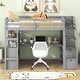 preview thumbnail 17 of 30, Twin Loft Bed with Desk, Storage Shelves, and Drawers, Space-Saving Design Gray