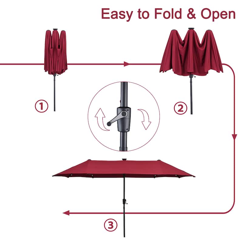 Autlaycil 13ft Extra Large Patio Umbrella with Solar Lights(Without Base)