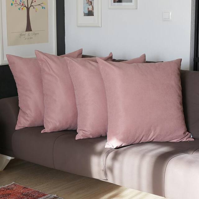 Decorative Square Solid Color Throw Pillow Cover (Set of 4) - Light Pink-26x26