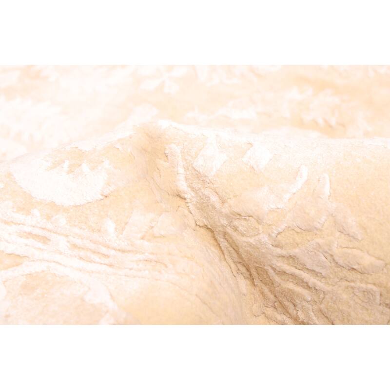 ECARPETGALLERY Hand-knotted Mirzapur Light Khaki Silk, Wool Rug - 5'7 x 7'9