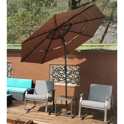 9 Ft 3-Tiers Outdoor Patio Umbrella with Crank & Tilt & Wind Vents