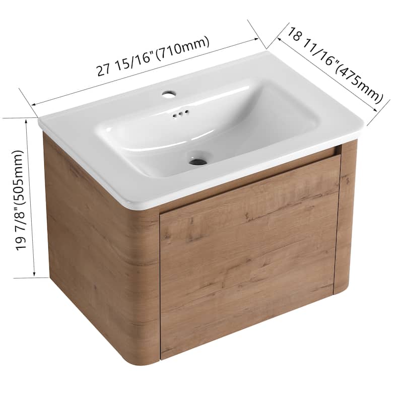 Bathroom Vanity With Sink In 24/28/36/40/60/68 Inch, Floating Bathroom Vanity With Soft Close Door