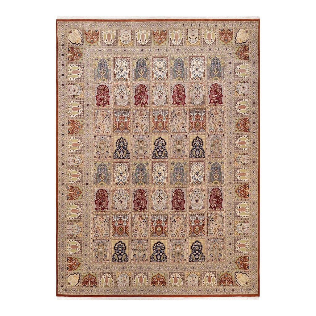 Overton Hand Knotted Wool Vintage Inspired Traditional Mogul Brown Area Rug - 9 x 12