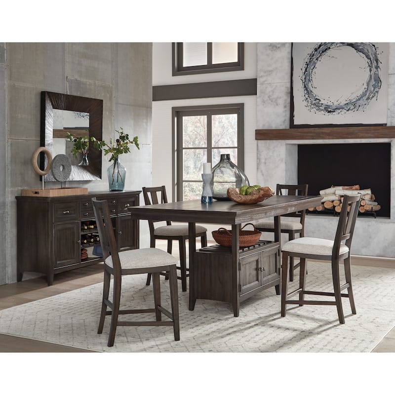 Magnussen Home Westley Falls Graphite Upholstered Counter Chair Two Pack - 18.25''W x 20.75''D x 40''H