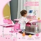 preview thumbnail 3 of 7, Qaba Kids Desk and Chair Set with Tilt Desktop, Storage Drawer, Pink