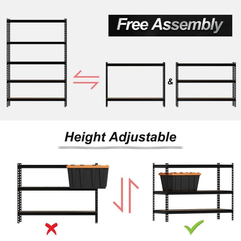 Garage Storage Shelves, 5-Tier Heavy Duty Storage Shelving, Metal Utility Rack