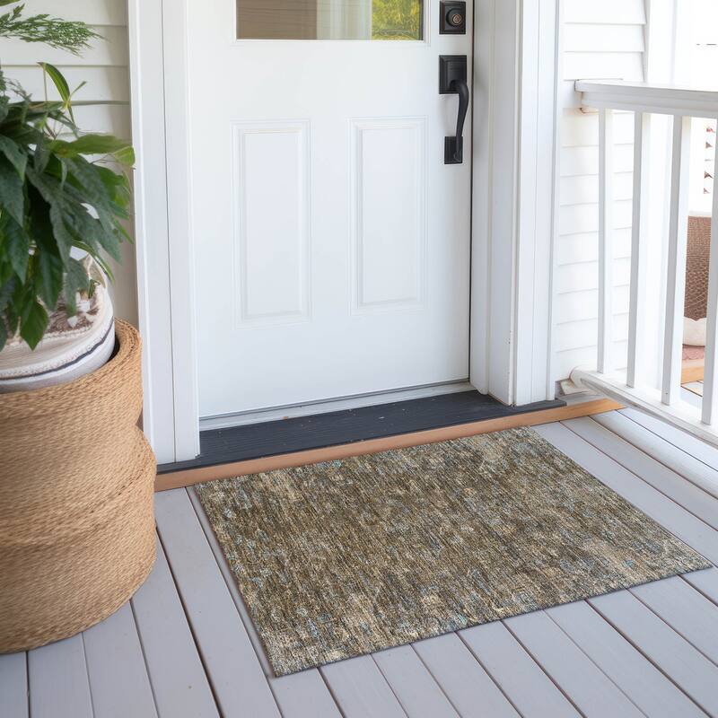 Machine Washable Indoor/ Outdoor Traditional Chelsea Chantille Rug - Brown - 1'8" x 2'6"