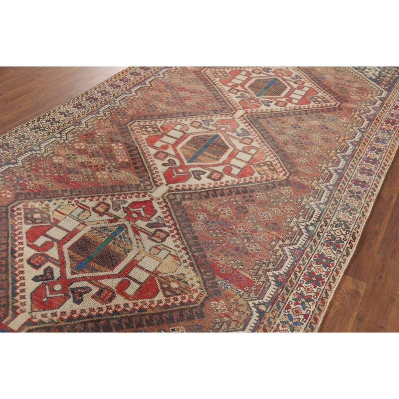 Tribal Bakhtiari Vintage Persian Area Rug Hand-Knotted Wool Carpet - 5'1" x 9'11"