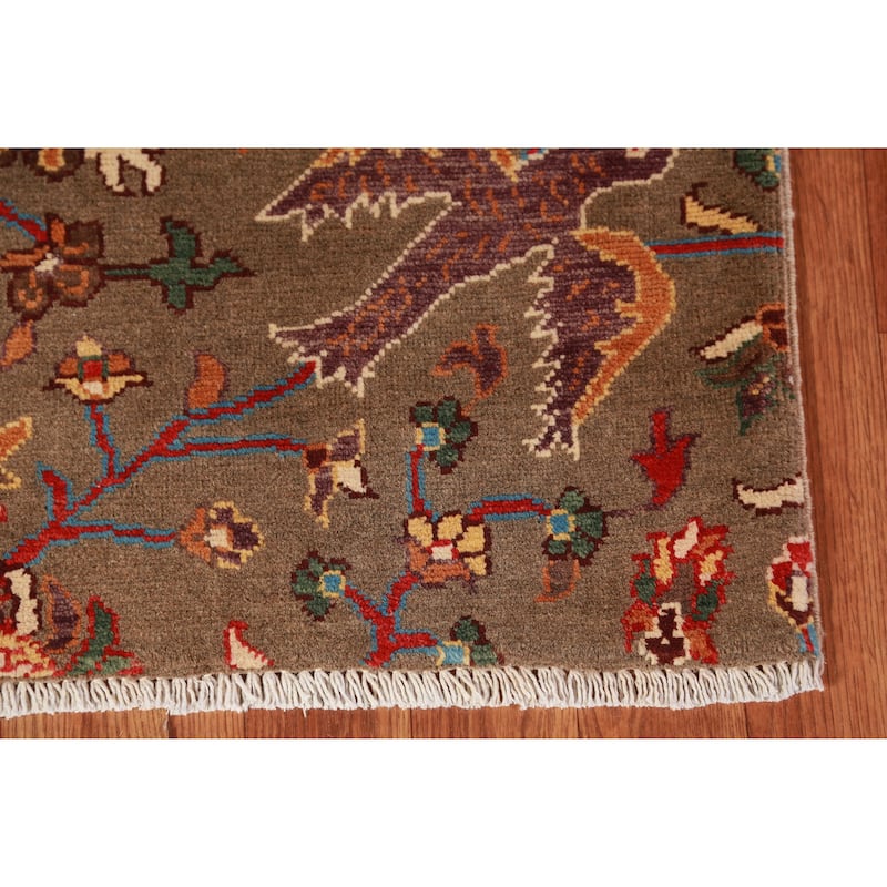 Brown Animals Kazak Oriental Accent Foyer Rug Handmade Wool Carpet - 2'0"x 3'0"