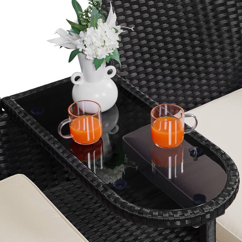 Yaheetech Wicker Patio Conversation Furniture Set for Two People with Side Table and Removable Cushions