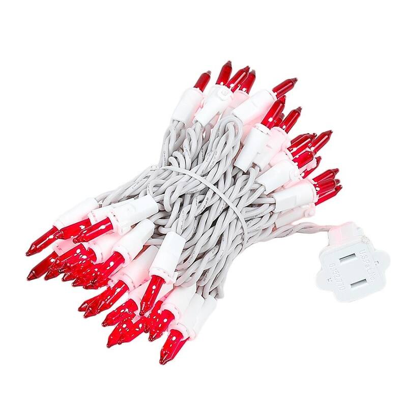 50 Light Christmas Mini Light Set, White Wire, 11' Long