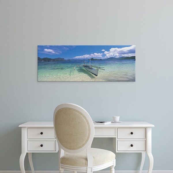 Easy Art Prints Panoramic Images's 'Fishing boat moored on the beach, Palawan, Philippines' Premium Canvas Art