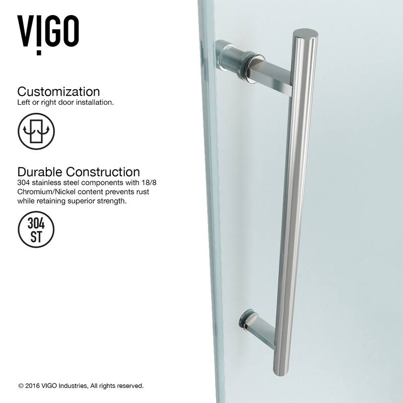 VIGO Elan 56" to 60" W x 66" H Frameless Sliding Tub Door