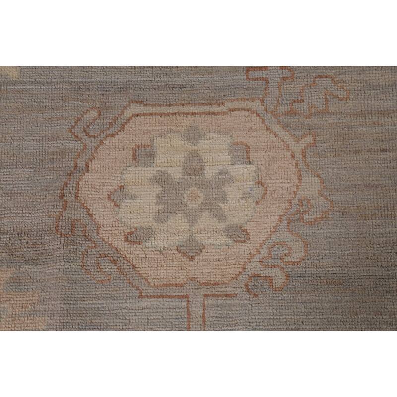 Hand Knotted Oriental 100% Wool Carpet Transitional All-Over Greys & Charcoal Oushak Area Rug - 14' 6'' X 12' 6''