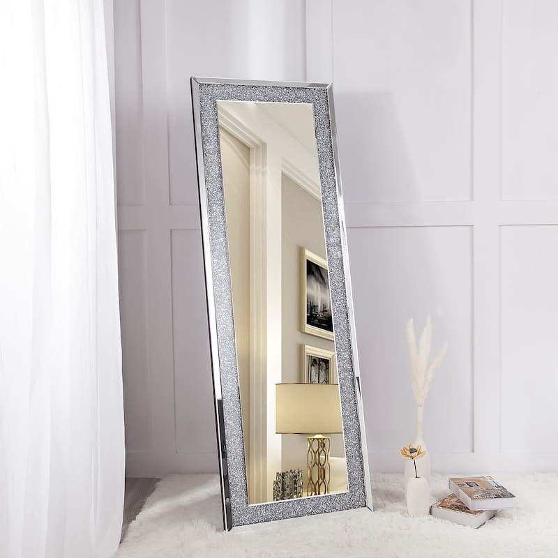 Rectangle Glass Mirror Accent Diamond Full Length Floor Mirror