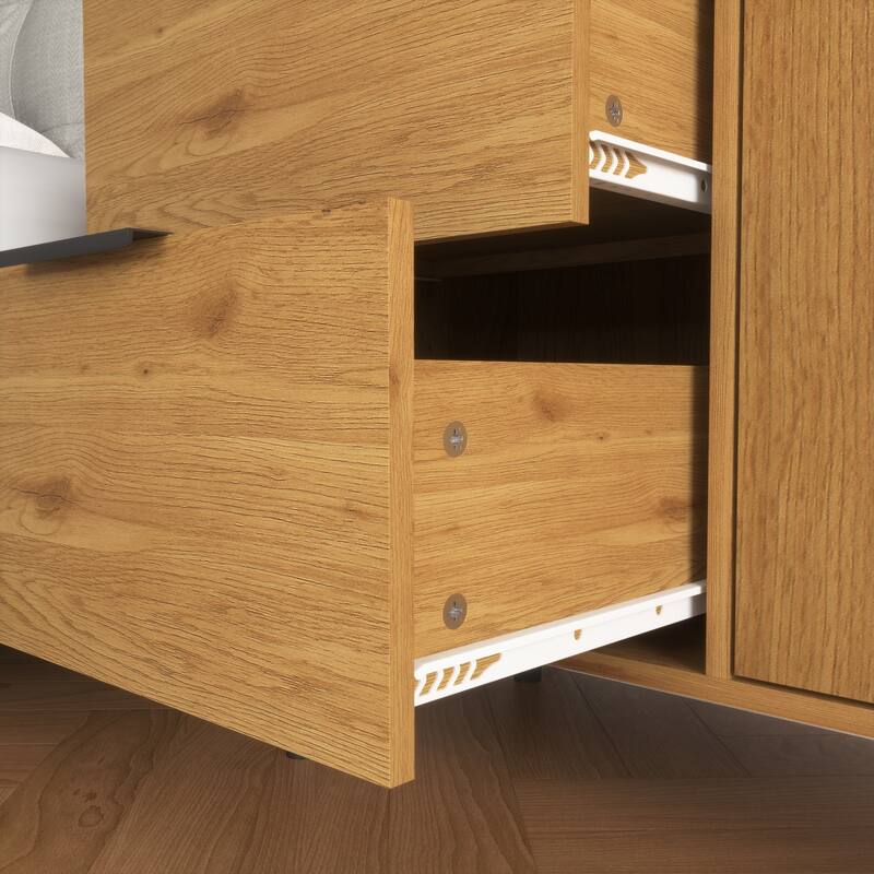 Modern Storage Cabinet with 3 Drawers and Adjustable Shelf for Living Room, Home Office, Entryway