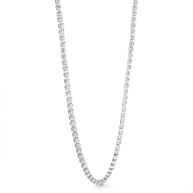 Bliss Diamond Platinum 8 3/4Ct Diamond Tennis Necklace Lab Grown 17"