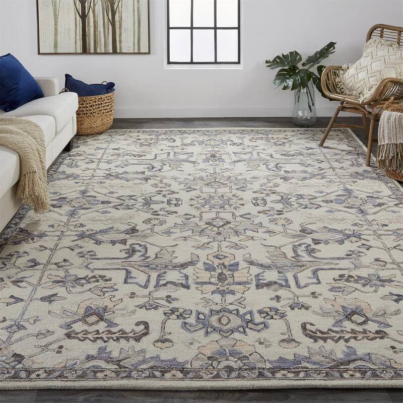 Faris Rustic Farmhouse Rug, Flora/Fauna, Gray/Golden, Accent Rug