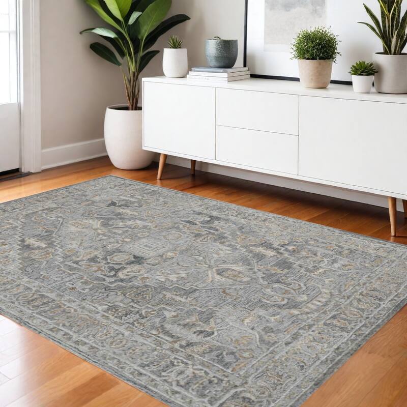 HomeRoots Oriental Transitional Rectangle Area Rug - 66.00 in. x 42.00 in.  x 0.45 in.