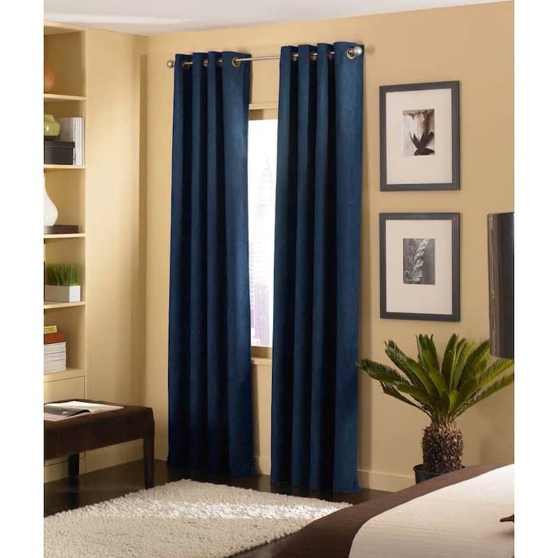 Cameron Luxe Microsuede Grommet Curtain Panel - 50 x 120 - Navy