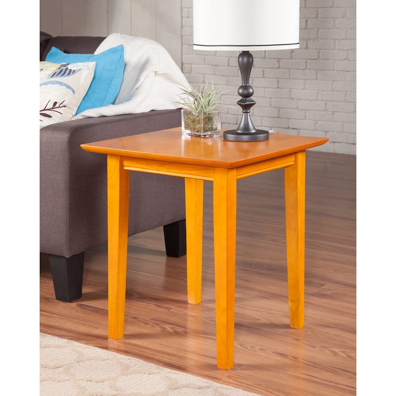 Modern End Table with Charging Station - Walnut Finish, 20" x 20" Living Room Side Table - 22