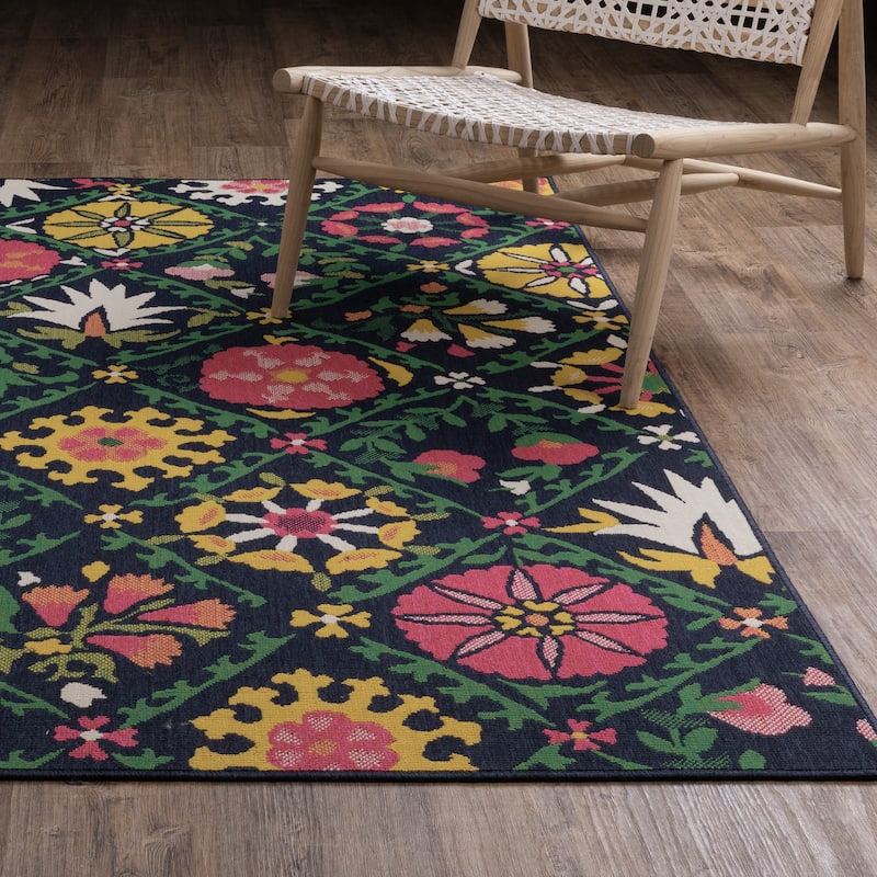Harlowe Bold Boho Floral Navy/ Multi Area Rug