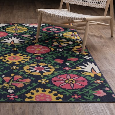 Harlowe Bold Boho Floral Navy/ Multi Area Rug
