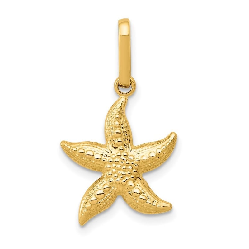 Curata 14k Yellow Gold 18" Textured Hollow StarFish Pendant Necklace