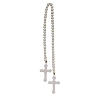 Beaded Cross Garland 45" White - 45 inches