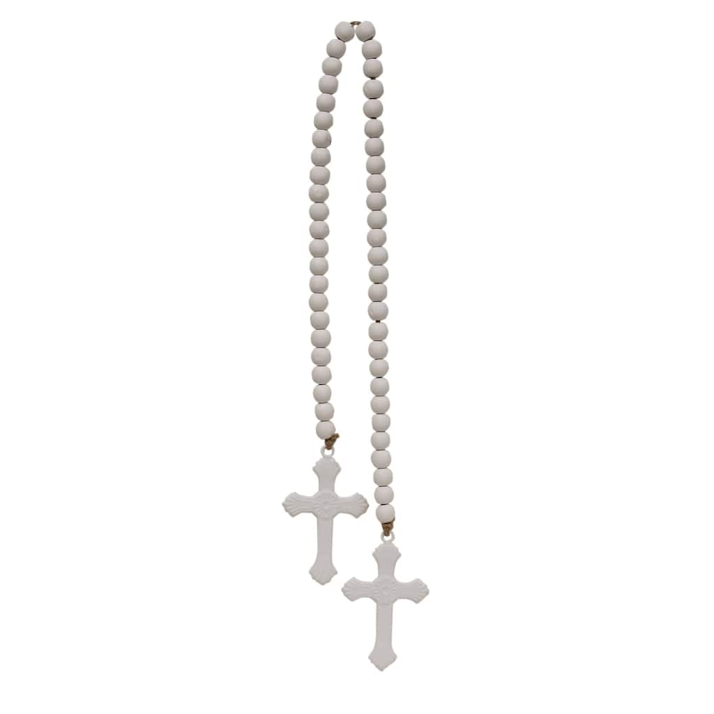 Beaded Cross Garland 45" White - 45 inches
