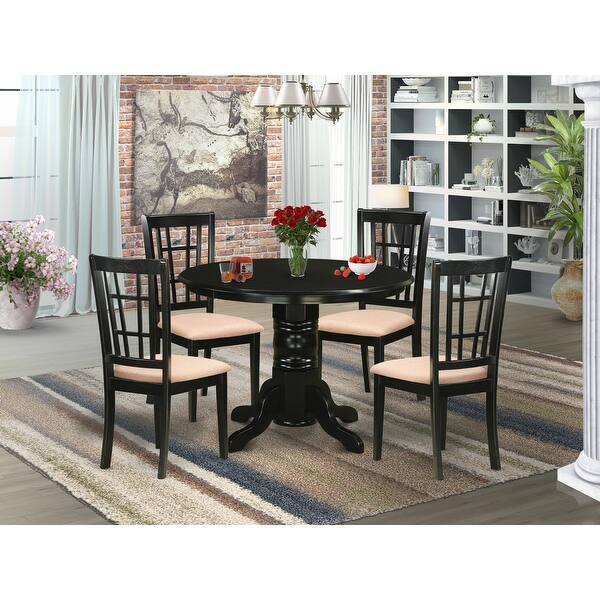 East West Furniture 5piece Dining Table Set Including Round Table and