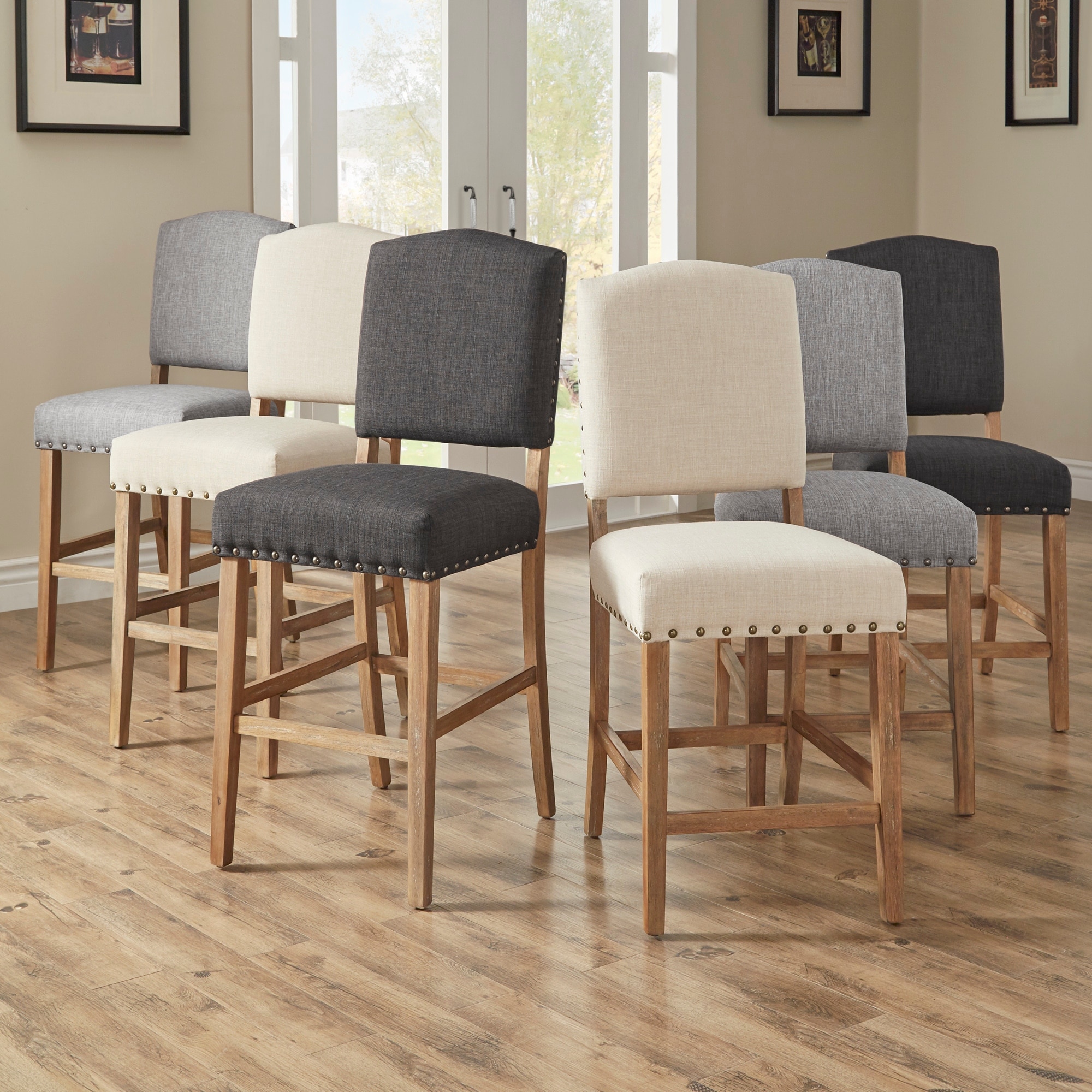 Benchwright Premium Nailhead Upholstered Counter Height Chairs